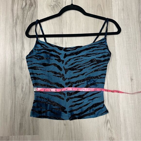 Windsor top cowl neck tiger stripe in blue sparkly fabric sz Small Deadstock - Picture 5 of 13